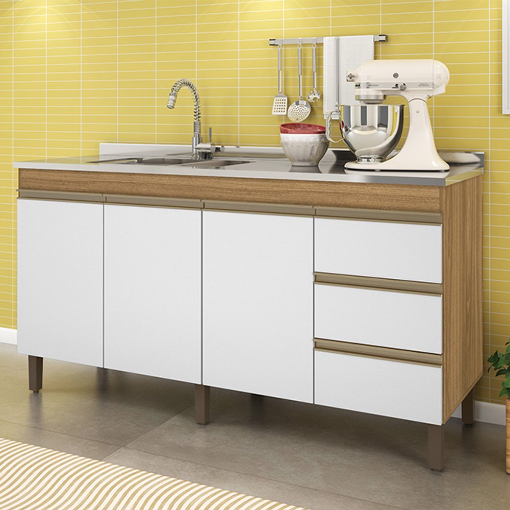 Ver imagem 4 de Balcao Karen para Pia 1,59cm 3p 3g Nature Off White Plla