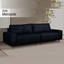 Ver imagem 2 de Sofá Decorativo Sala de Estar Metropole 4 Lugares 280cm Bipartido Couro Azul Marinho - Mozzelar