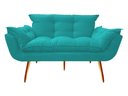 Ver imagem 2 de Kit Namoradeira + Poltrona Decorativa Opala Suede Azul Tifany Pés Madeira Mz Decor