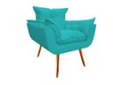 Ver imagem 4 de Kit Namoradeira + Poltrona Decorativa Opala Suede Azul Tifany Pés Madeira Mz Decor