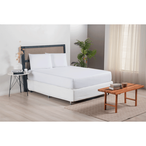 Jogo de Lençol Casal Queen Size Versatile Ponto Palito Simples 3 Peças Micropercal 300 Fios:branco