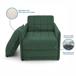 Poltrona Cama Reclinável Retrátil Viena Veludo Verde Escuro - Loja Sheep - 6