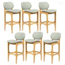 Ver imagem 1 de Kit 6 Banquetas para Área Gourmet Decor Madeira Mel Linho Verde L84 Rmi