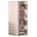 Ver imagem 5 de Jogo de Quarto Doce Sonho Guarda Roupa Cantoneira, Berço e Cômoda Trocador Rosa - Qmovi