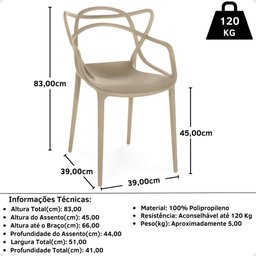 Kit 2 Cadeiras de Jantar Allegra Prática Empilhável - Nude - 3