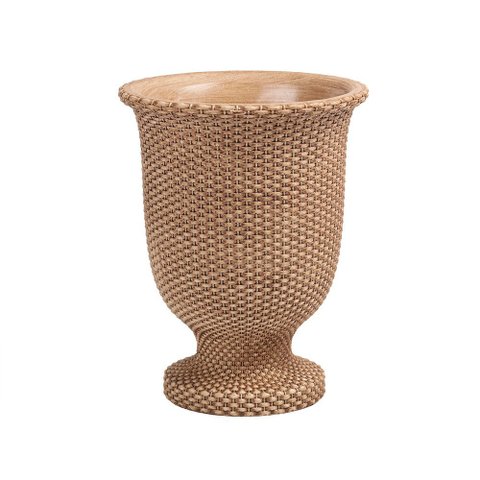 Vaso Decorativo Tramado em Cimento Marrom 27cm Cs0008 Btc