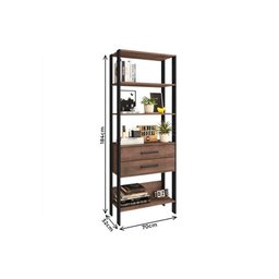 Estante de Livros RT3139 c/ 3 Prateleiras Preto/Rustico - Movelbento - 2