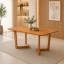 Ver imagem 3 de Conjunto Mesa de Jantar 1,60m Amadeirada com 4 Cadeiras em Linho Bege e Base de Madeira – Linha Evo