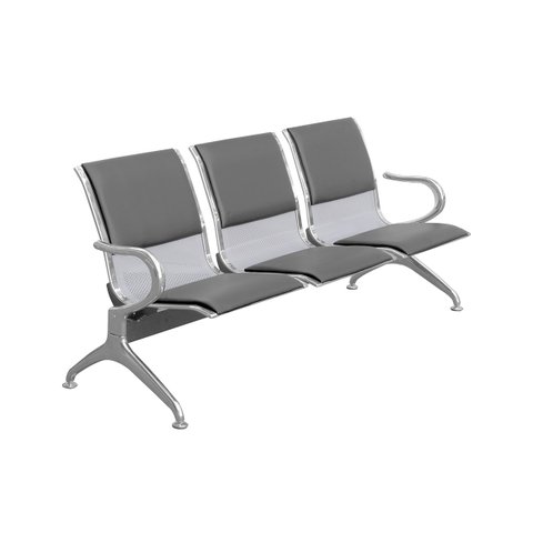 Cadeira Longarina Aeroporto 3 Lugares com Estofado Cor:cinza