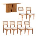 Ver imagem 7 de Mesa Jantar 2m Tampo Barril e 6 Cadeiras Tela Palha e Tecido Bouclé 100% MDF Casa Lar Cor:Cinamomo