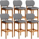 Ver imagem 1 de Kit 6 Banquetas Alta Bar Cozinha Sala Jantar Fixa Betta L02 Imbuia Linho Cinza Escuro - Lyam Decor
