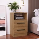 Ver imagem 5 de Kit 2 Mesas de Cabeceira 2 Gavetas Cor Canela Mdp Moderna