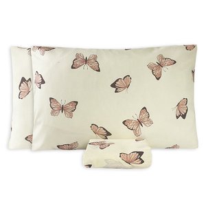 Jogo Lençol Casal 3 Peças Algodão Percal 150 Fios c/elástico Essencialle:Borboletas