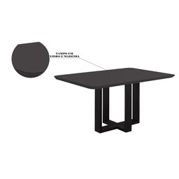 Mesa de Jantar Madeira Maciça Lisy com Tampo de Vidro Preto Stelar 120cm - 2