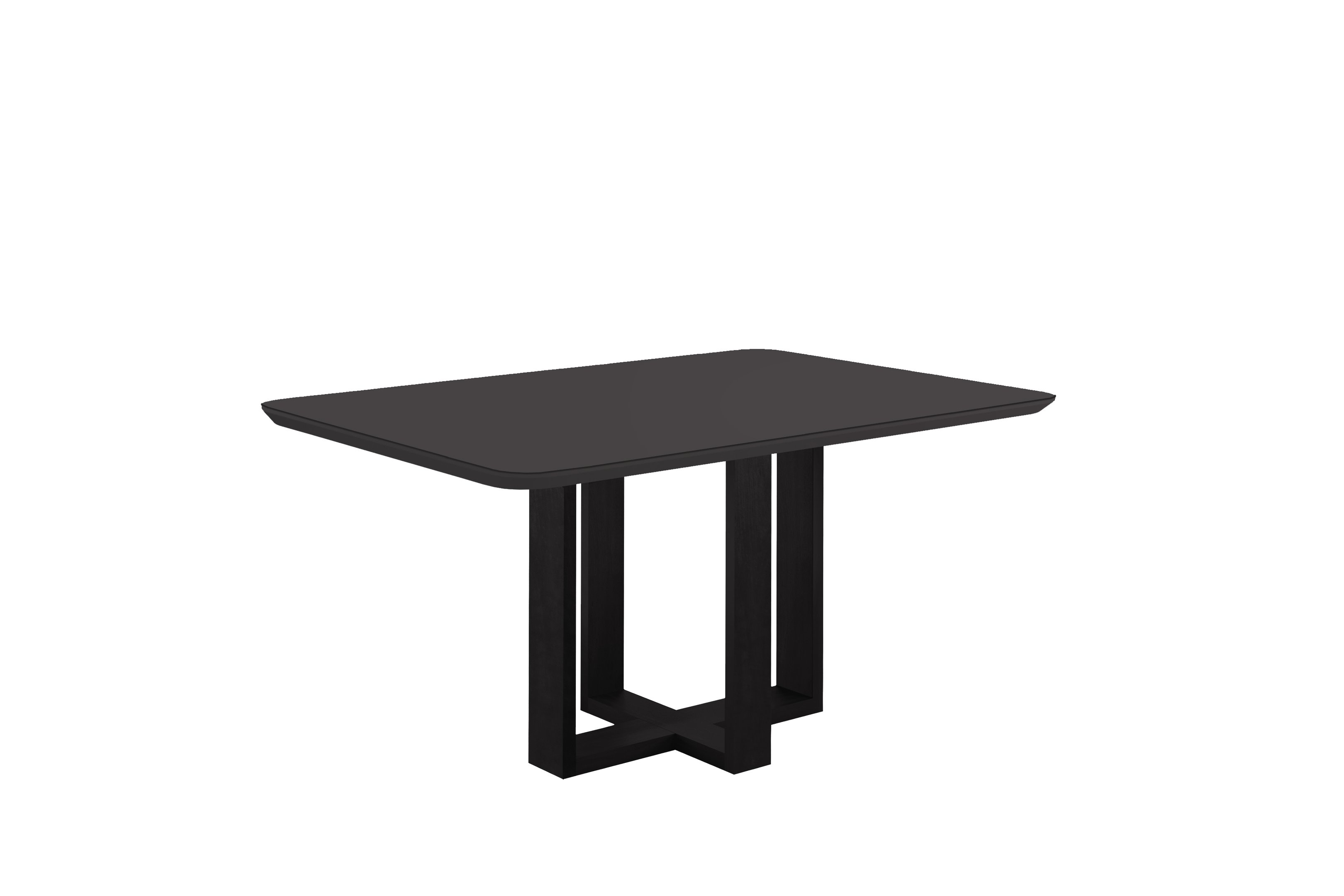 Mesa de Jantar Madeira Maciça Lisy com Tampo de Vidro Preto Stelar 120cm