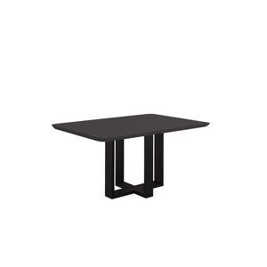 Mesa de Jantar Madeira Maciça Lisy com Tampo de Vidro Preto Stelar 120cm