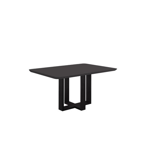 Mesa de Jantar Madeira Maciça Lisy com Tampo de Vidro Preto Stelar 120cm