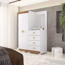 Ver imagem 6 de Guarda-Roupa com Cômoda Embutida e Espelho 2 Portas 4 Gavetas Cristal - Branco Camarim - Vila Rica