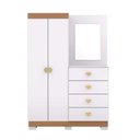Ver imagem 1 de Guarda-Roupa com Cômoda Embutida e Espelho 2 Portas 4 Gavetas Cristal - Branco Camarim - Vila Rica