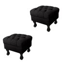 Ver imagem 1 de Kit 02 Puffs Decorativo Em Captonê Retrô Luis Xv Suede Preto - LM DECOR