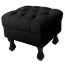 Ver imagem 2 de Kit 02 Puffs Decorativo Em Captonê Retrô Luis Xv Suede Preto - LM DECOR