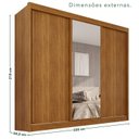 Ver imagem 3 de Guarda-Roupa Casal com Espelho 3 Portas 4 Gavetas 100% MDF Ipanema Marrom/Cinamomo