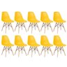 Kit 10 Cadeiras Charles Eames Eiffel Dsw com Pés de Madeira Clara Amarelo - 1