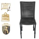 Ver imagem 4 de Mesa Ascoli 100 Cm com 4 Cadeiras Cannes de Alumínio, Pintura Preta e Trama Tela de Corda Náutica