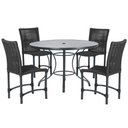 Ver imagem 1 de Mesa Ascoli 100 Cm com 4 Cadeiras Cannes de Alumínio, Pintura Preta e Trama Tela de Corda Náutica