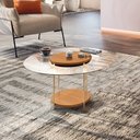 Ver imagem 1 de Mesa de Centro Redonda Tampo de Vidro Pés Metálicos Mia Cinamomo H01 - D’Rossi