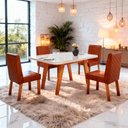 Ver imagem 1 de Sala de Jantar 130x90 Mavie Mdf/vidro Off 4 Cad Terra Cota