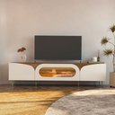 Ver imagem 1 de Rack para TV até 86 Polegadas Fiori 3 Portas com Vidro e LED Cinamomo/Off White - Artely Móveis