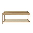 Ver imagem 3 de Mesa de Centro Retangular C/ Prateleira 93cm Palhinha Pé Metal Oslo Artesano | Hanover/dourado