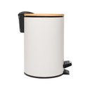 Ver imagem 4 de Lixeira Redonda de Metal com Pedal Tampa em Bambu Branca 5l