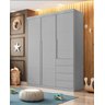 Guarda Roupa 3 Portas e 4 Gavetas Pérola Cinza - Phoenix Baby - 1