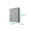 Ver imagem 4 de Guarda Roupa 3 Portas e 4 Gavetas Pérola Cinza - Phoenix Baby