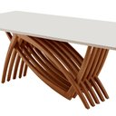 Ver imagem 6 de Mesa para Sala de Jantar Vênus 220cm Madeira com Vidro Moderna Mobília
