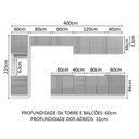 Ver imagem 4 de Armário de Cozinha Completa 400cm Branco/Cinza Lux da Thauane Madesa