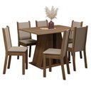 Ver imagem 2 de Conjunto Sala de Jantar Mesa Tampo de Madeira 6 Cadeiras Rustic/bege Wendy Madesa