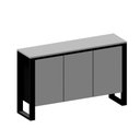 Ver imagem 2 de Aparador Balcão Armário Escritório 3 Portas 136cm X 36cm 100% Mdf F5 Cor:cinza Sagrado com Preto