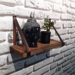 Prateleira Rustica de Madeira Maciça tratada 60x15cmcom alça Marrom para sala cozinha banheiro - 4