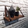 Prateleira Rustica de Madeira Maciça tratada 60x15cmcom alça Marrom para sala cozinha banheiro - 4