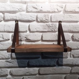 Prateleira Rustica de Madeira Maciça tratada 60x15cmcom alça Marrom para sala cozinha banheiro - 5