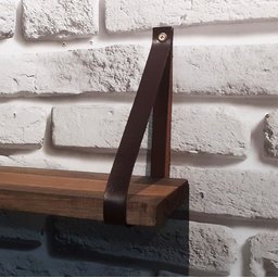 Prateleira Rustica de Madeira Maciça tratada 60x15cmcom alça Marrom para sala cozinha banheiro - 6