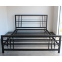 Ver imagem 3 de Cama Casal Robusta Aço Ferro Tamanho Padrão 138cmx188cm Cor Cinza Estilo Industrial Mobbili Ca-04