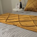 Ver imagem 2 de Peseira Drapeada Veludo Luxo 2,40x0,50m Dupla Face cama queen Mostarda