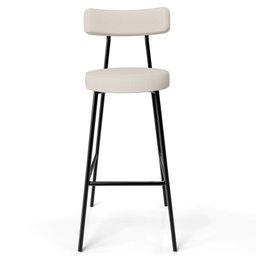 Kit 02 Banquetas Altas Bar Cozinha Sala De Jantar Estrutura Em Aço Milão F01 Linho Bege - Lyam - 6