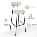 Ver imagem 4 de Kit 02 Banquetas Altas Bar Cozinha Sala De Jantar Estrutura Em Aço Milão F01 Linho Bege - Lyam
