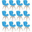 Ver imagem 1 de Kit 12 Cadeiras de Jantar Charles Eames Slim Wood Estofada - Azul