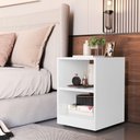 Ver imagem 2 de Mesa de Cabeceira Decore com Nichos Funcionais Branco Sal Movelaria